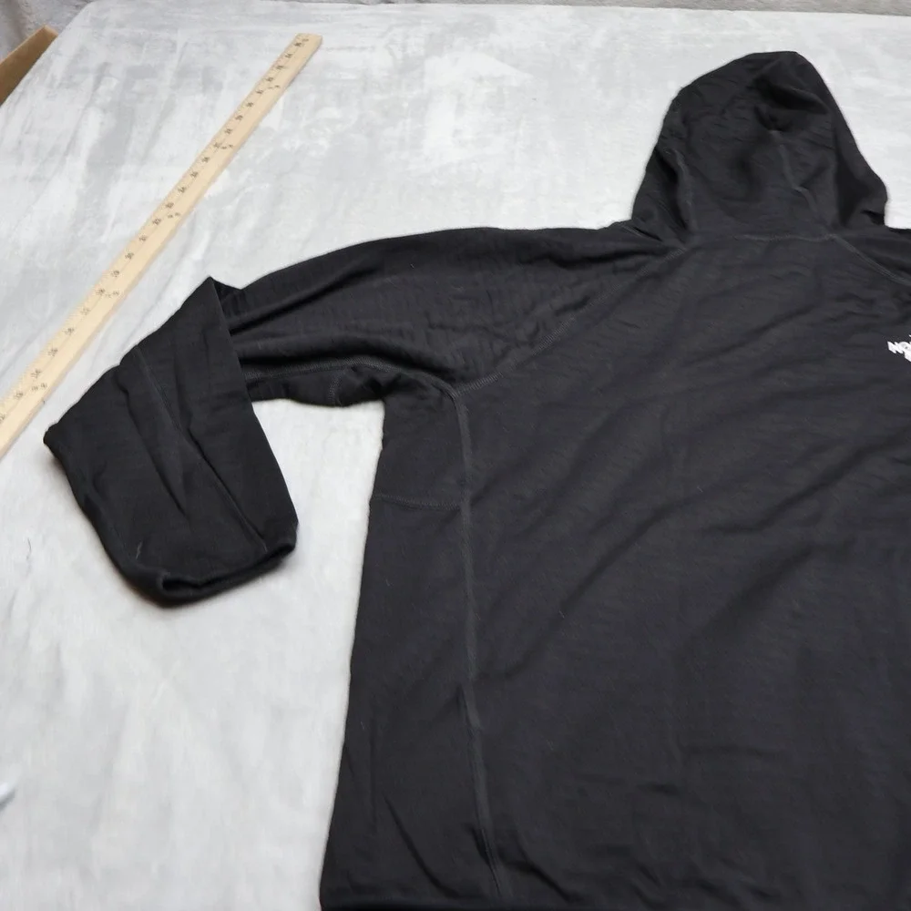 North Face Hoodie Men Large Black Textured Grid Echo Rock Pullover Fleece Hiking